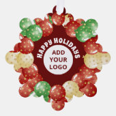 Custom Business Logo Kerstballonnen Rood Ornament Kaart (Voorkant)