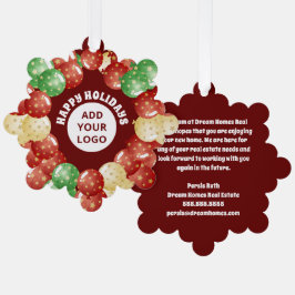 Custom Business Logo Kerstballonnen Rood Ornament Kaart