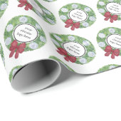 Custom Business Logo Kerstkrans Blauw Wit Cadeaupapier (Rol Hoek)