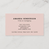 Custom Business Logo L Simple Clean Blush Pink Visitekaartje (Achterkant)