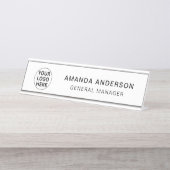 Custom Business Logo L Zwart-wit Professional Bureau Naambordje (Voorkant)