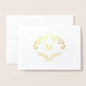 Custom Business Logo Laurel Krans Monogram Folie Kaarten (Voorkant met envelop)