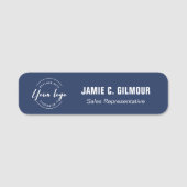 Custom Business logo Medewerker Blauw magnetisch Naamplaatje (Voorkant)