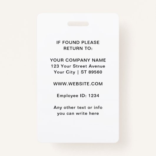 Custom Business Logo Medewerker Foto Blauw ID Badg Badge (Achterkant)