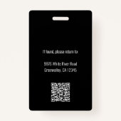 Custom Business Logo Medewerker QR Code Zwart ID Badge (Achterkant)