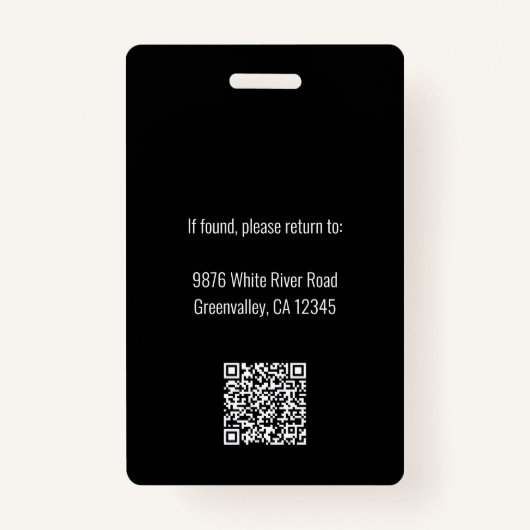 Custom Business Logo Medewerker QR Code Zwart ID Badge (Achterkant)