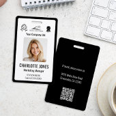 Custom Business Logo Medewerker QR Code Zwart ID Badge
