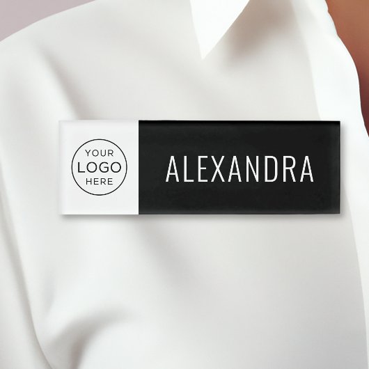 Custom Business Logo Medewerker Zwart Naambadge