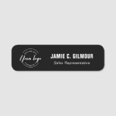 Custom Business logo Medewerker Zwart Naamplaatje (Voorkant)