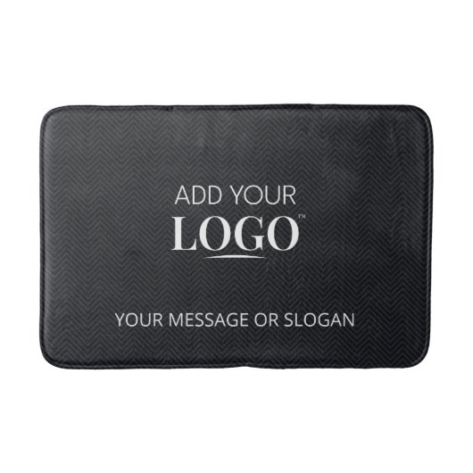 Custom Business Logo Minimalist Black Herringbone Badmat (Voorkant)