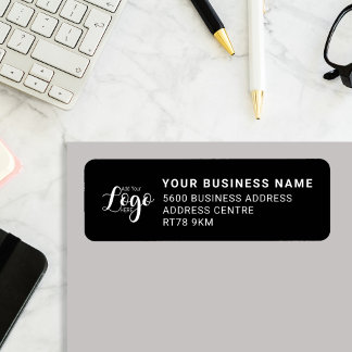 Custom Business Logo | Modern Black Company Return Etiket