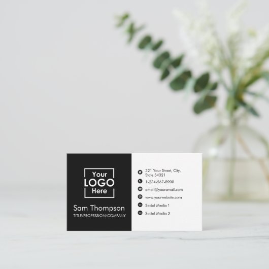 Custom Business Logo Modern Eenvoudig Minimalistis Visitekaartje (Staand voorkant)