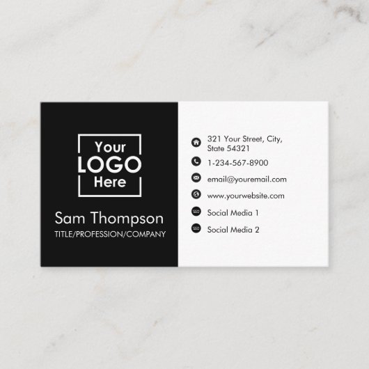 Custom Business Logo Modern Eenvoudig Minimalistis Visitekaartje (Voorkant)