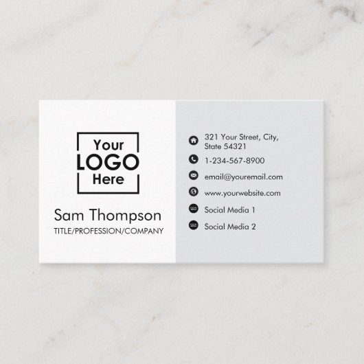 Custom Business Logo Modern Eenvoudig Minimalistis Visitekaartje (Voorkant)
