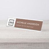 Custom Business Logo Modern Employee Brown Bureau Naambordje (Voorkant)