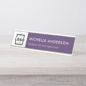 Custom Business Logo Modern Employee Paars Bureau Naambordje (Voorkant)