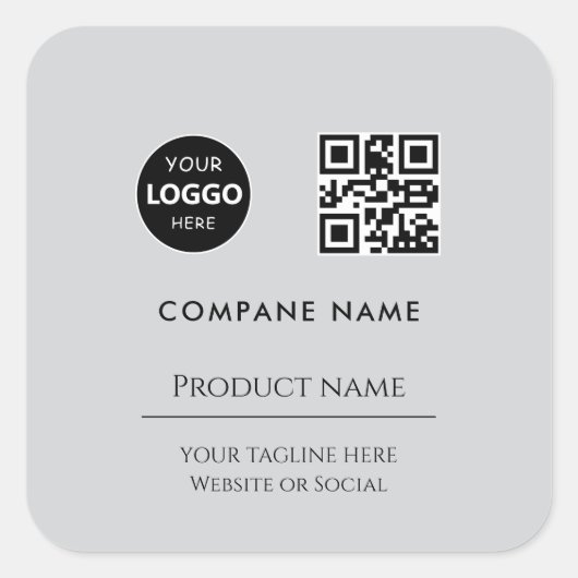 custom business logo Modern minimaal Zwart Vierkante Sticker (Voorkant)