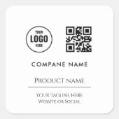 custom business logo Modern minimaal Zwart Vierkante Sticker (Voorkant)