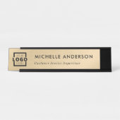 Custom Business Logo Modern Minimal Brushed Gold Bureau Naambordje (Voorkant)