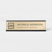 Custom Business Logo Modern Minimal Brushed Gold Bureau Naambordje (Voorkant)