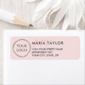 Custom Business Logo Modern Monogram Blush Roze Etiket (Insitu)