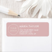 Custom Business Logo Modern Monogram Blush Roze Etiket (Insitu)
