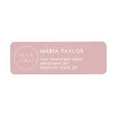 Custom Business Logo Modern Monogram Blush Roze Etiket (Voorkant)