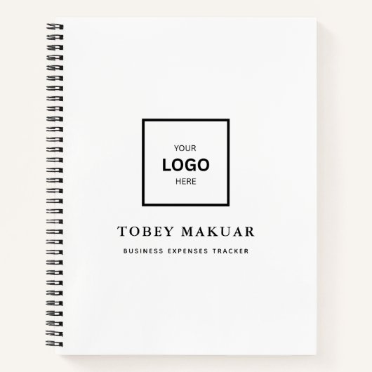 Custom Business Logo Modern Professional White  Notitieboek (Voorkant)
