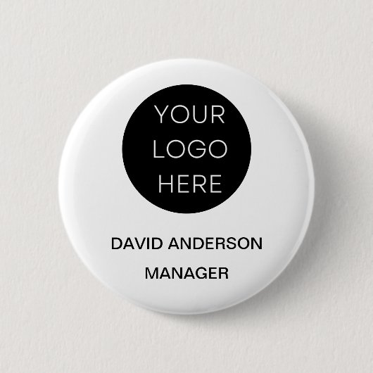 Custom Business Logo Modern Wit Ronde Button 5,7 Cm (Voorkant)