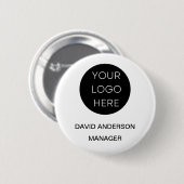 Custom Business Logo Modern Wit Ronde Button 5,7 Cm (Voorkant /achterkant)