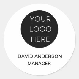 Custom Business Logo Modern Wit Ronde Sticker