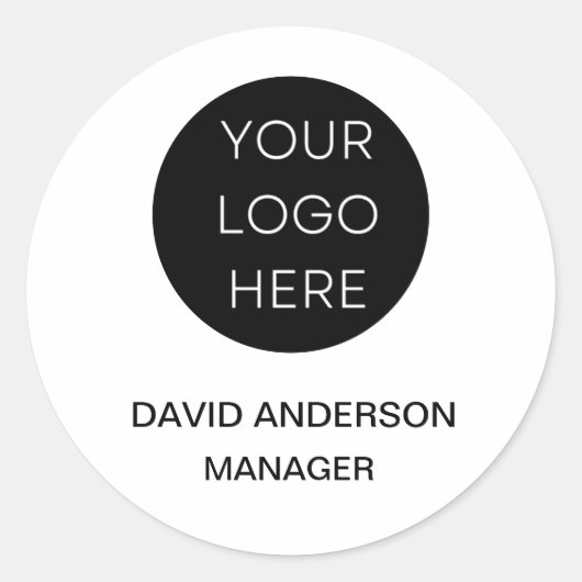 Custom Business Logo Modern Wit Ronde Sticker (Voorkant)