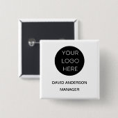 Custom Business Logo Modern Wit Vierkante Button 5,1 Cm (Voorkant /achterkant)