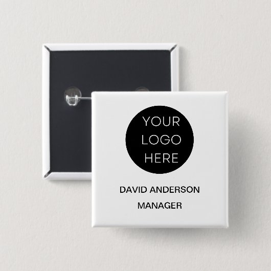 Custom Business Logo Modern Wit Vierkante Button 5,1 Cm (Voorkant /achterkant)