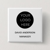 Custom Business Logo Modern Wit Vierkante Button 5,1 Cm (Voorkant)