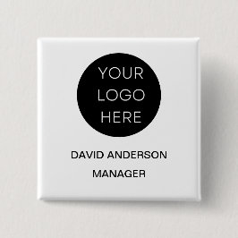 Custom Business Logo Modern Wit Vierkante Button 5,1 Cm