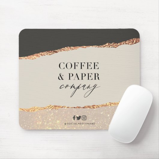 Custom Business Logo Muismat Black Cream Gold (Met muis)