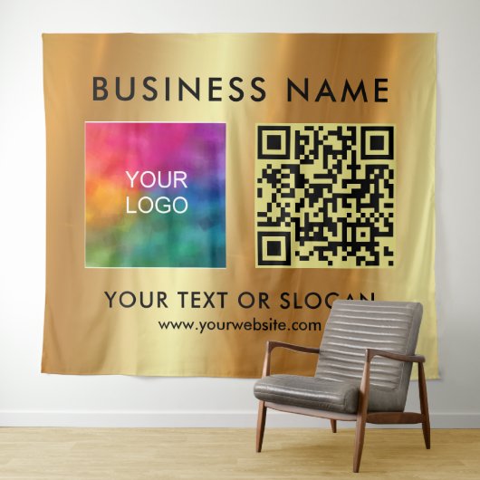 Custom Business Logo Naam QR Code Extra Large XL Wandkleed (In Situ (horizontaal))