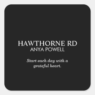 Custom Business Logo Naam Tekst Eenvoudige Typogra Vierkante Sticker