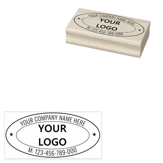 Custom Business Logo Naam Telefoon Ovaal Rubber St Rubberstempel (Gestempeld)