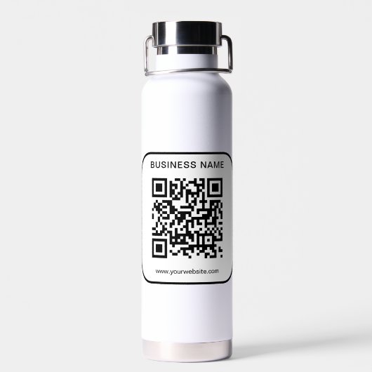 Custom Business Logo Naam URL QR Code Elegant Waterfles (Achterkant)