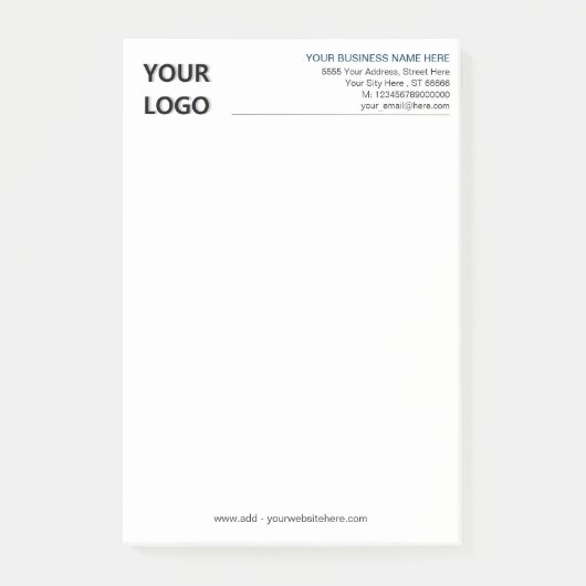 Custom Business Logo Name Company - Professional Post-it® Notes (Voorkant)