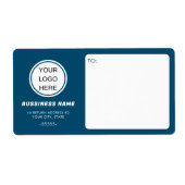 Custom Business Logo Navy Blue Verzending Product Etiket (Voorkant)