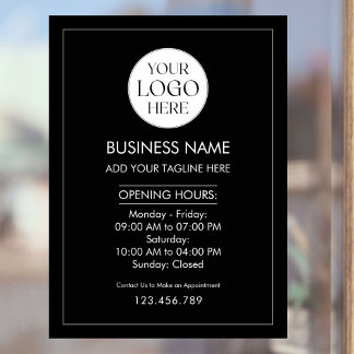 Custom Business Logo Opening Hour Modern Simple Raamsticker