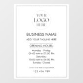 Custom Business Logo Opening Hour Modern Simple Raamsticker (Vel)