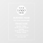 Custom Business Logo Opening Hour Professional Raamsticker (Vel)