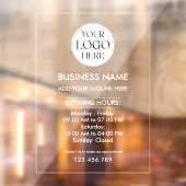 Custom Business Logo Opening Hour Professional Raamsticker (Vel 2)
