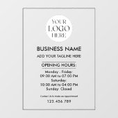 Custom Business Logo Opening Hour Professional Raamsticker (Vel)