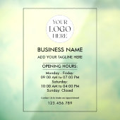 Custom Business Logo Opening Hour Professional Raamsticker (Vel 3)