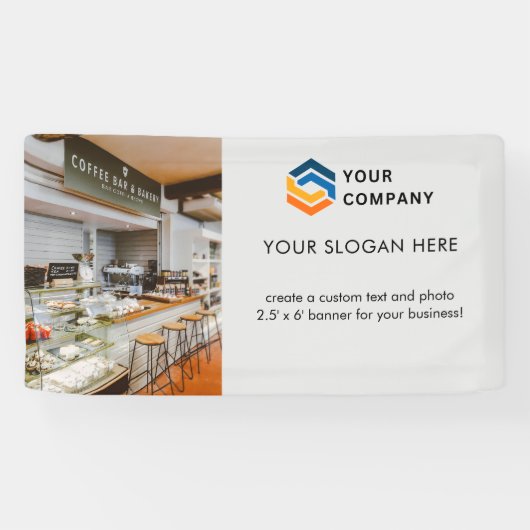 Custom Business Logo Photo Grey Spandoek (Horizontaal)